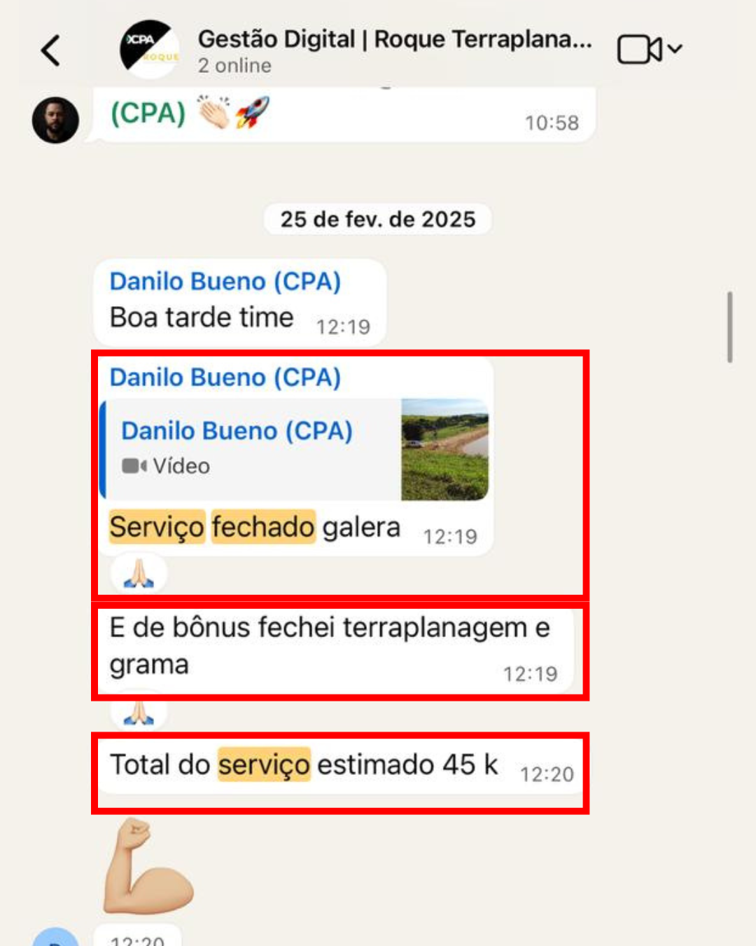 Print WhatsApp - Serviço fechado galera, 45k