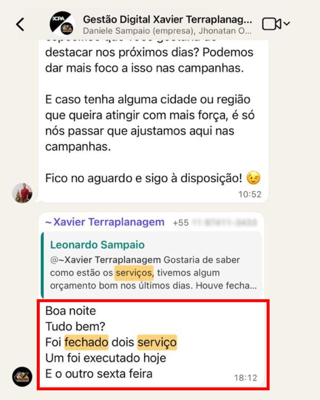 Print WhatsApp - Prova social da agência